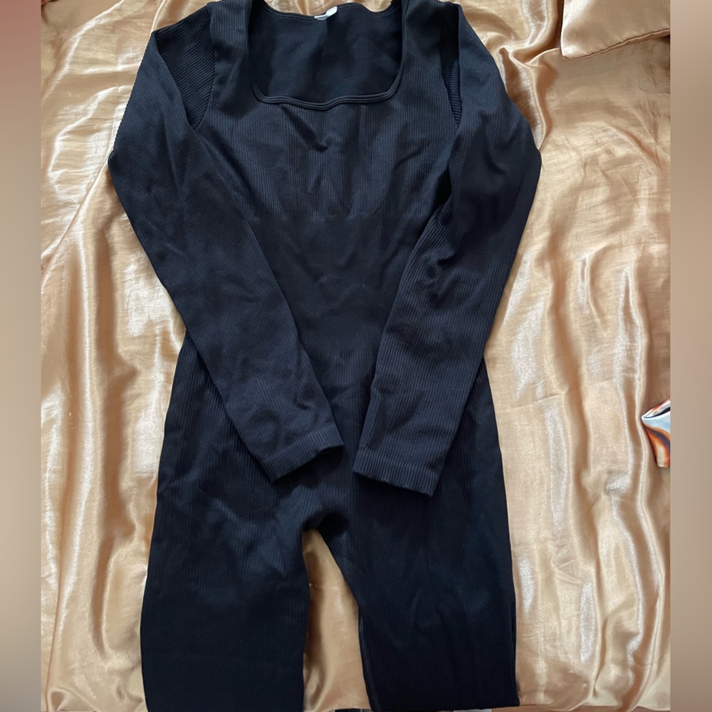 Black Ribbed Jumpsuit